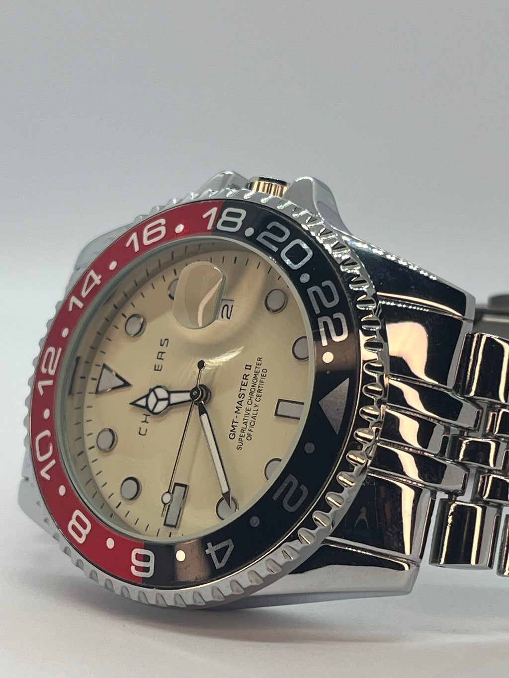 GMT Tasarım – Çelik Kasa & Bilezik – Krem Kadran Erkek Saat