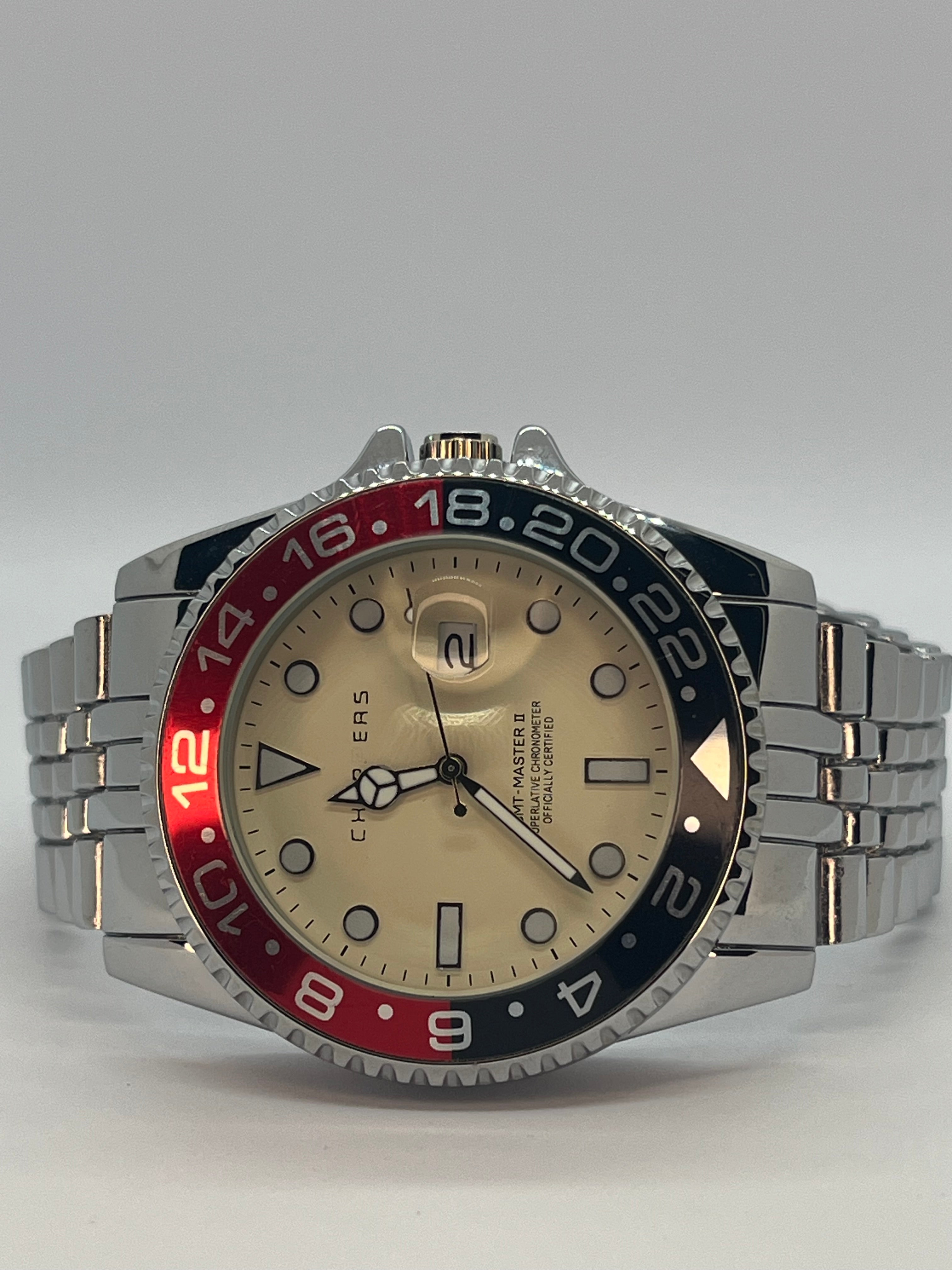 GMT Tasarım – Çelik Kasa & Bilezik – Krem Kadran Erkek Saat