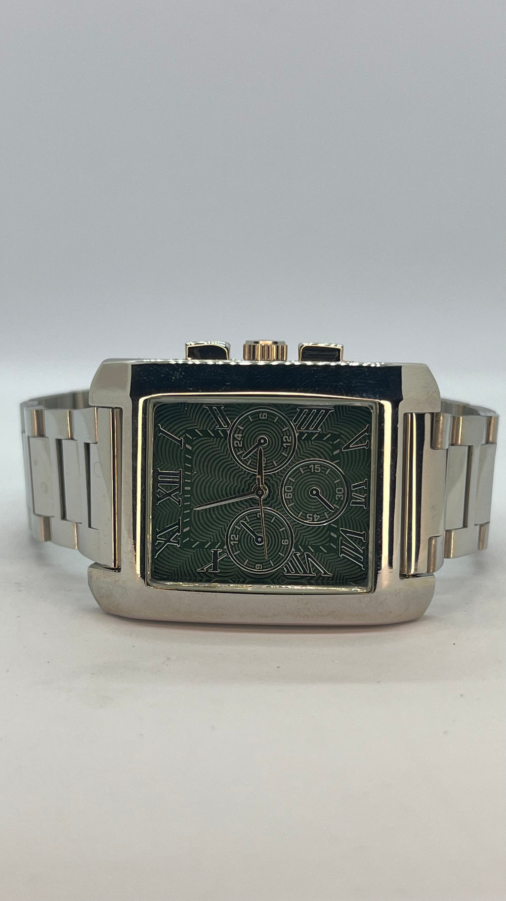 Valessi Executive Silver Green – Dikdörtgen Çelik Kasa Gümüş Kordon Yeşil Kadran – Erkek Saati